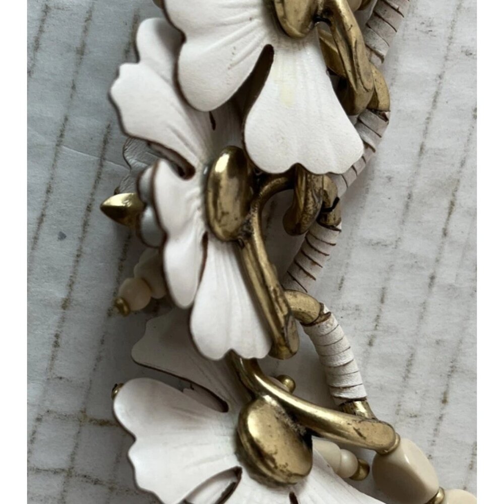 Stella & Dot Floral Statement Necklace Cream Gold Wedding Bib Necklace - Picture 11 of 14